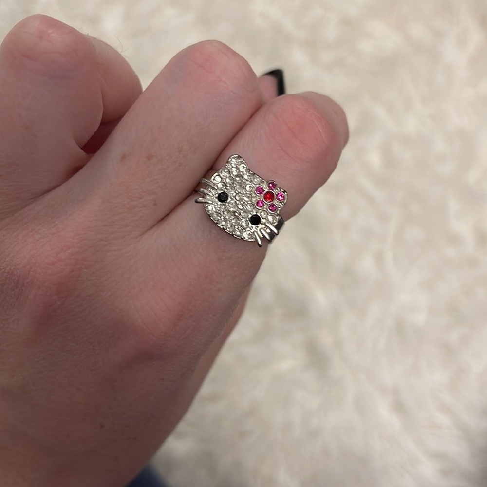 Vintage Hello Kitty silver adjustable ring
